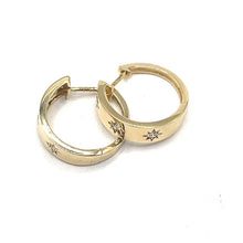 Load image into Gallery viewer, 9ct Yellow Gold Diamond Hoop Earrings