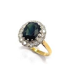 Load image into Gallery viewer, Secondhand 18ct Gold Sapphire and Diamond Ring