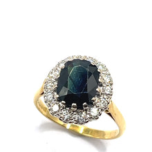 Load image into Gallery viewer, Secondhand 18ct Gold Sapphire and Diamond Ring