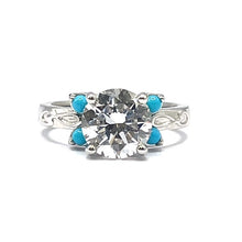 Load image into Gallery viewer, Secondhand Lab Grown Diamond and Turquoise Ring