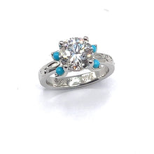 Load image into Gallery viewer, Secondhand Lab Grown Diamond and Turquoise Ring