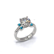 Load image into Gallery viewer, Secondhand Lab Grown Diamond and Turquoise Ring