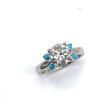 Load image into Gallery viewer, Secondhand Lab Grown Diamond and Turquoise Ring