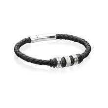 Load image into Gallery viewer, Fred Bennett Black Leather Beaded Bracelet

