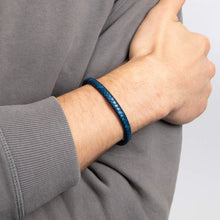 Load image into Gallery viewer, Mens Blue Leather Bracelet