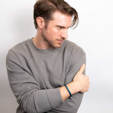 Load image into Gallery viewer, Mens Blue Leather Bracelet