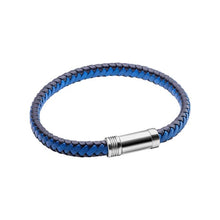 Load image into Gallery viewer, Mens Blue Leather Bracelet