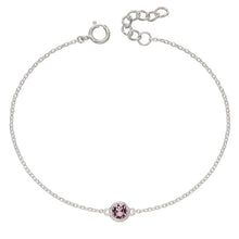 Load image into Gallery viewer, Silver Chain Bracelet with Pink Crystal Charm