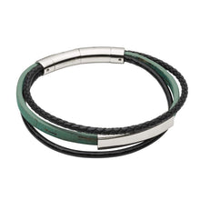 Load image into Gallery viewer, Green Leather Multi Row Bracelet