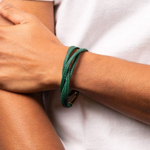 Mens Green Leather Wrap Bracelet