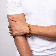 Load image into Gallery viewer, Mens Steel and Gold Plated Bracelet