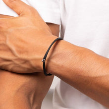 Load image into Gallery viewer, Black Leather Magnetic Wrap Around Bracelet