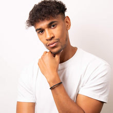 Load image into Gallery viewer, Black Leather Magnetic Wrap Around Bracelet