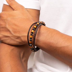 Fred Bennett Multi Layered Bead and Leather Bracelet