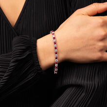 Load image into Gallery viewer, Diamonfire Silver Two Tone Ruby Zirconia Tennis Bracelet.