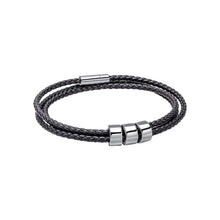 Load image into Gallery viewer, Triple Row Black Leather Bracelet