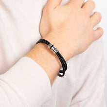 Load image into Gallery viewer, Triple Row Black Leather Bracelet