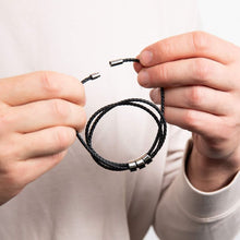 Load image into Gallery viewer, Triple Row Black Leather Bracelet