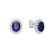 Load image into Gallery viewer, Diamonfire Blue and White Cubic Zirconia Cluster Earrings