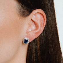 Load image into Gallery viewer, Diamonfire Blue and White Cubic Zirconia Cluster Earrings
