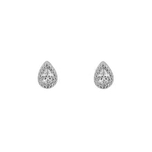 Load image into Gallery viewer, Silver Cubic Zirconia Mini Teardrop Earrings