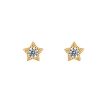 Load image into Gallery viewer, Silver Gold Plated CZ Star Studs