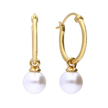 Load image into Gallery viewer, Diamonfire Shell Pearl Hoops - Gold Plate