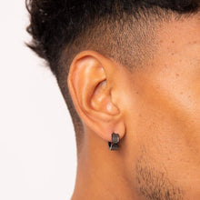 Load image into Gallery viewer, Steel Gunmetal Plated Chevron Hoops