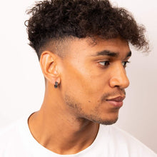 Load image into Gallery viewer, Steel Gunmetal Plated Chevron Hoops