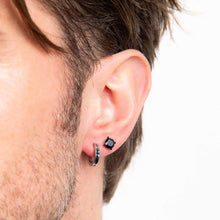Load image into Gallery viewer, Black Steel Studs with Black Cubic Zirconia