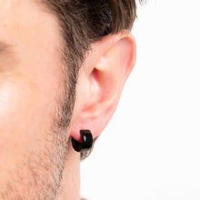 Load image into Gallery viewer, Black Steel Polished Huggie Hoop Earrings