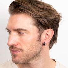 Load image into Gallery viewer, Black Steel Polished Huggie Hoop Earrings