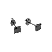 Load image into Gallery viewer, Black Steel Studs with Black Cubic Zirconia