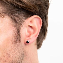 Load image into Gallery viewer, Black Steel Studs with Black Cubic Zirconia