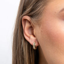 Load image into Gallery viewer, Diamonfire Graduating Baguette Huggie Hoops Gold Plate