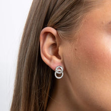 Load image into Gallery viewer, Diamonfire Cubic Zirconia Linked Circle Stud Earrings