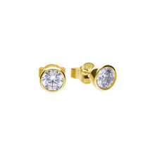 Load image into Gallery viewer, Diamonfire Cubic Zirconia Gold Plated Rub Over Stud Earrings