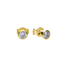 Load image into Gallery viewer, Diamonfire Cubic Zirconia Gold Plated Rub Over Studs
