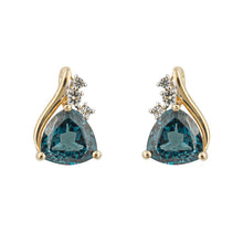 Load image into Gallery viewer, 9ct Gold London Blue Topaz and Diamond Earrings