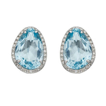 Load image into Gallery viewer, 9ct Gold Topaz and Diamond Organic Shaped Earrings