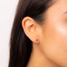 Load image into Gallery viewer, 9ct Gold Ruby Flower Stud Earrings