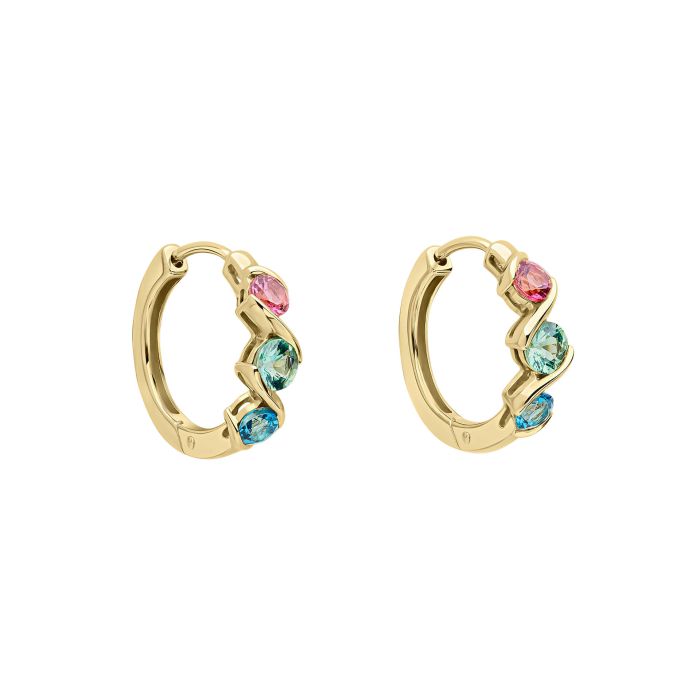 9ct Gold Amalfi Gemstone Huggie Hoop Earrings