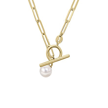 Load image into Gallery viewer, 9ct Gold Pearl T-Bar Necklace