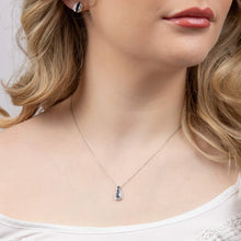 Load image into Gallery viewer, 9ct White Gold Channel and Diamond Set Sapphire Necklace
