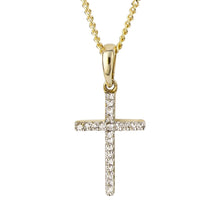 Load image into Gallery viewer, 9ct Gold Diamond Cross Necklace.