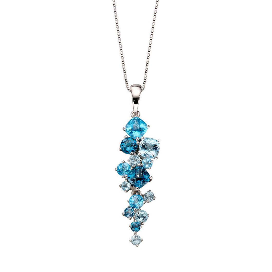 9ct White Gold Multi Topaz Scatter Necklace