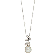 Load image into Gallery viewer, 9ct White Gold Pearl and Diamond Leaf Necklace

