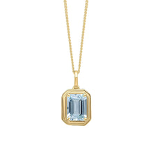 Load image into Gallery viewer, Aquamarine Elongated pendant Set in 9ct Yellow Gold Including a 9ct yellow gold 18" chain