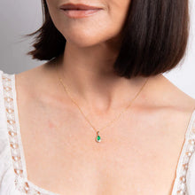 Load image into Gallery viewer, 9ct Gold Emerald and Diamond Teardrop Necklace