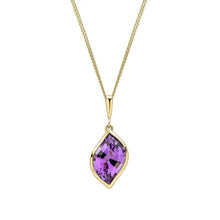Load image into Gallery viewer, 9ct Gold Flame Cut Amethyst Pendant
